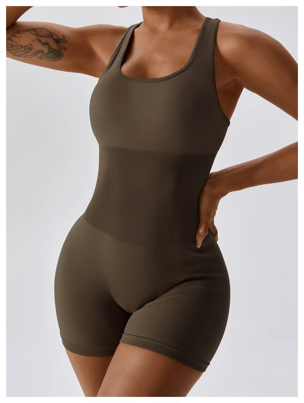 Dikişsiz Tulum Tayt Kısa Bodysuit - MasuWear