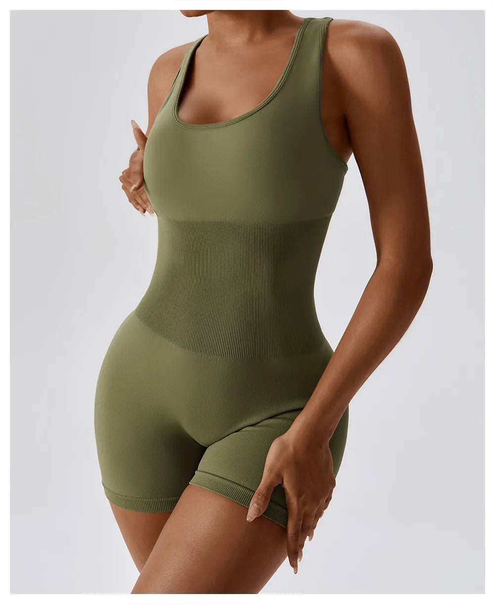 Dikişsiz Tulum Tayt Kısa Bodysuit - MasuWear